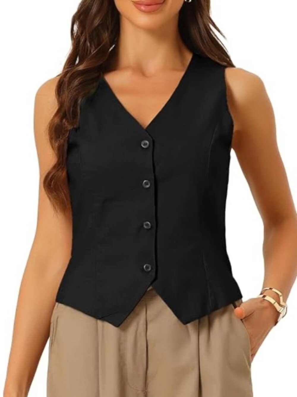 Black v-neck vest